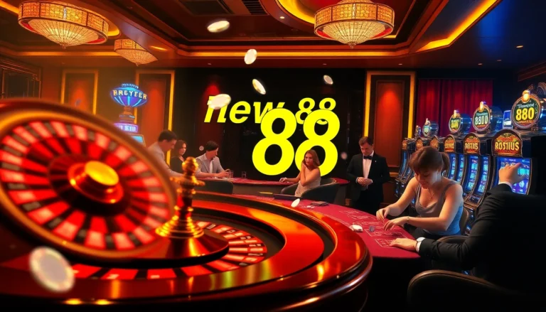 Experience thrilling gaming with new 88 amidst roulette, poker, and colorful slot machines.